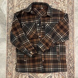 H&M Men's Plaid Shirt Jacket in Brown and Black